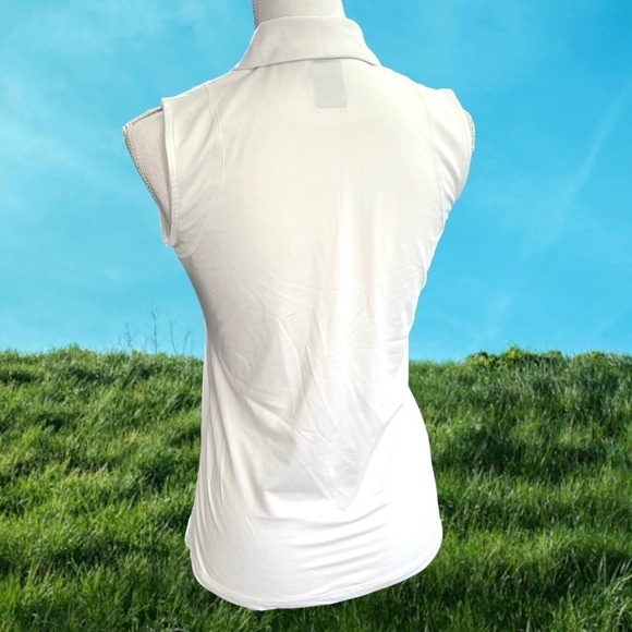 Pro Tour White Sleeveless Collared Shirt Wicking Sports Golf Tennis UPF 50 NWT - Picture 4 of 10